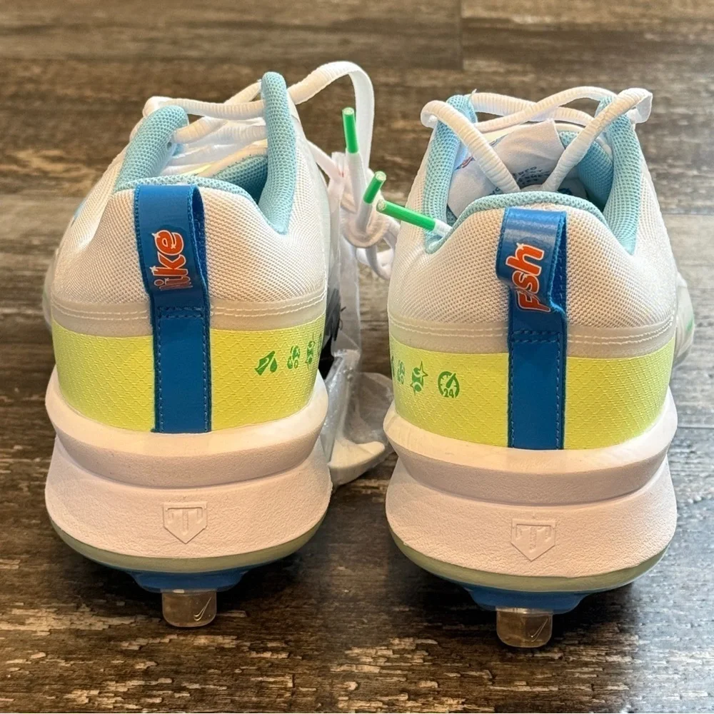 Nike Force Trout 9 Pro Cleats White Volt Aquarius Blue Men Size 7 FQ7941-100 NEW